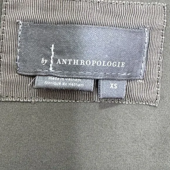 Anthropologie Cecily Dress XS Olive Green Button Front Fit Flare Midi Cap Sleeve - Picture 5 of 13